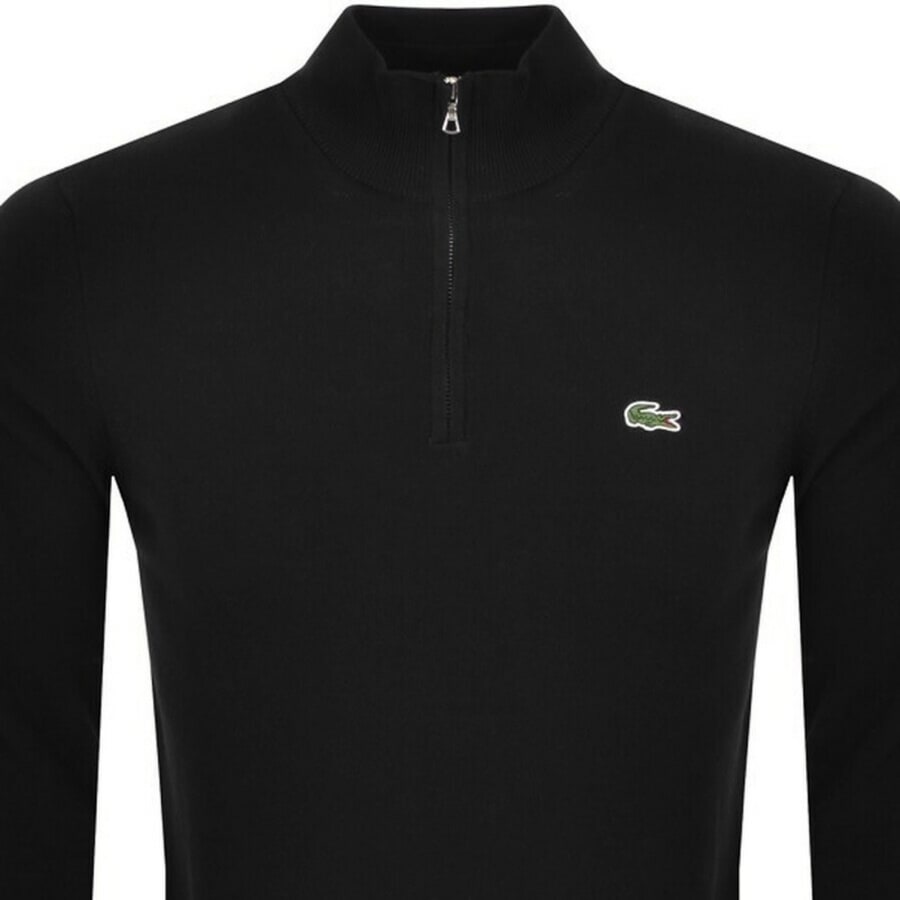 Lacoste Half Zip Logo Knit Jumper Black Mainline Menswear